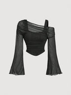 Jovana Sheer Bell Sleeve Top - Image 3 of 10