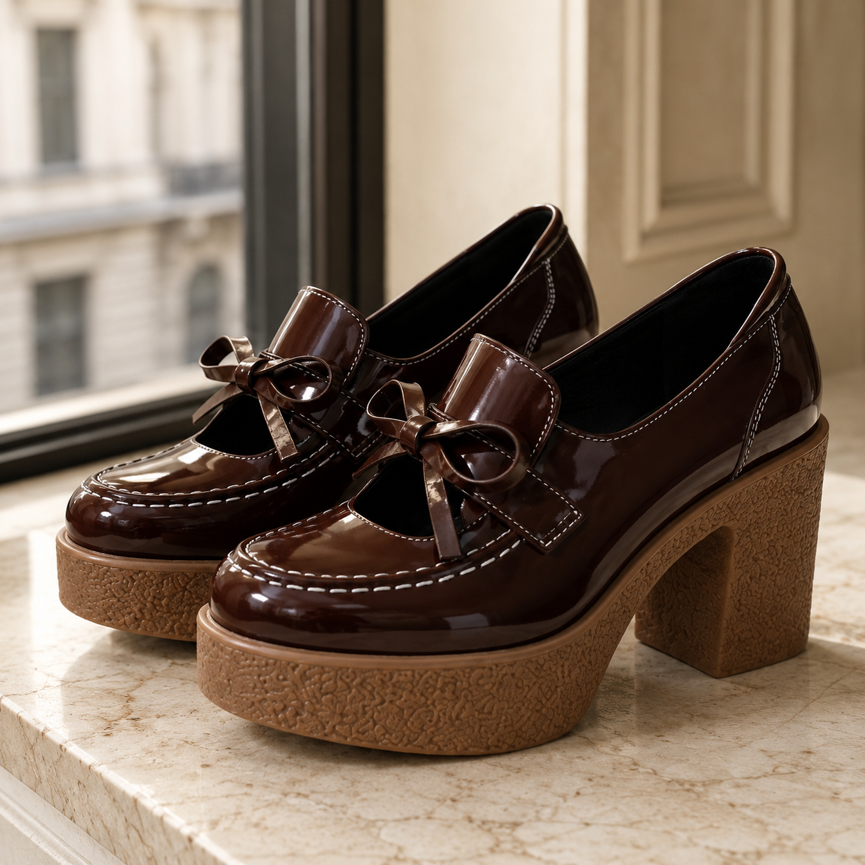 AVINA BOW PLATFORM HEELS