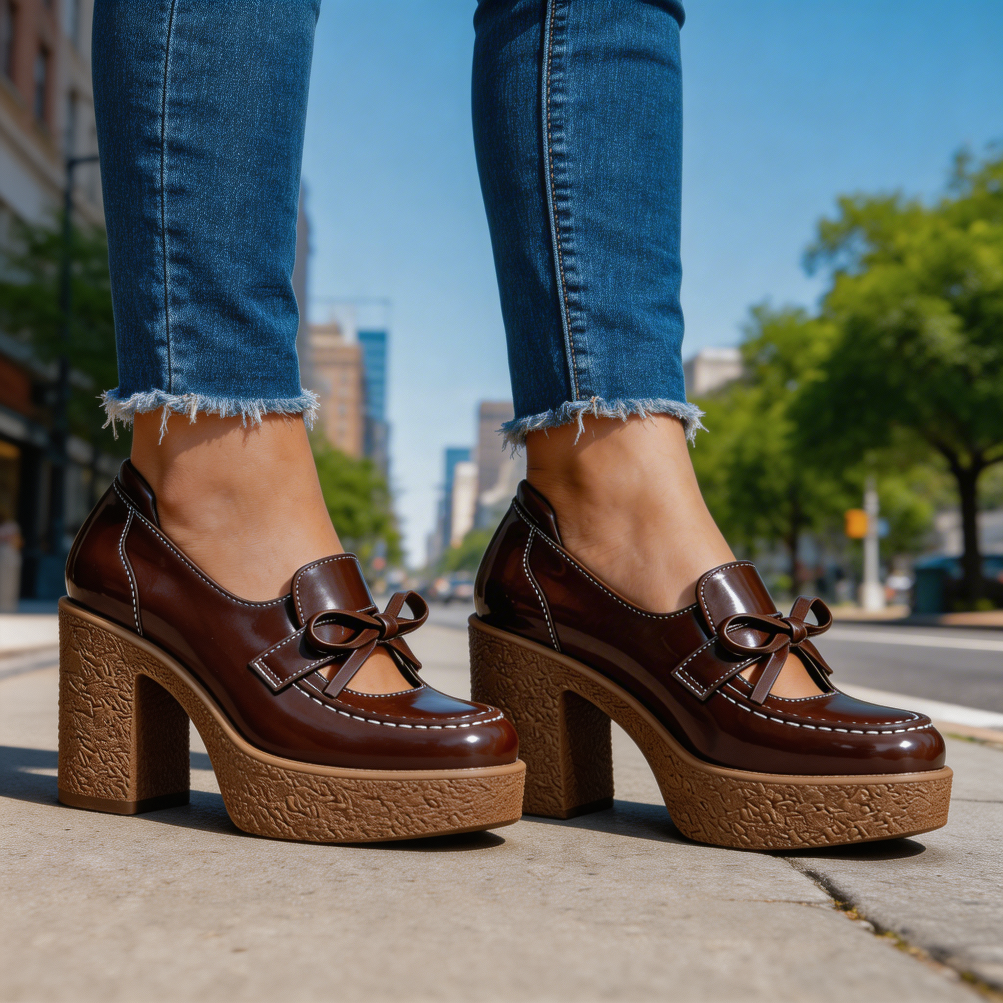 AVINA BOW PLATFORM HEELS