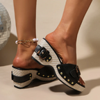 Mia Buckle Wedge Sandals