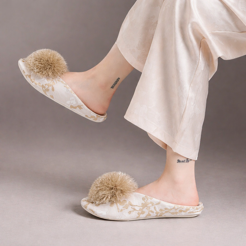 Manella Embroidered Pom Slippers - Image 4 of 6