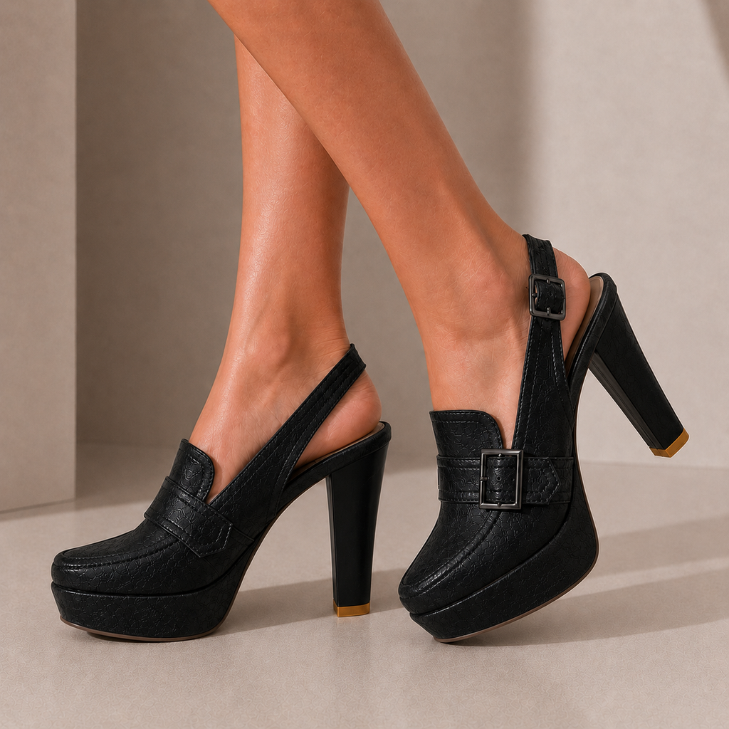 Geneva Buckle Heels