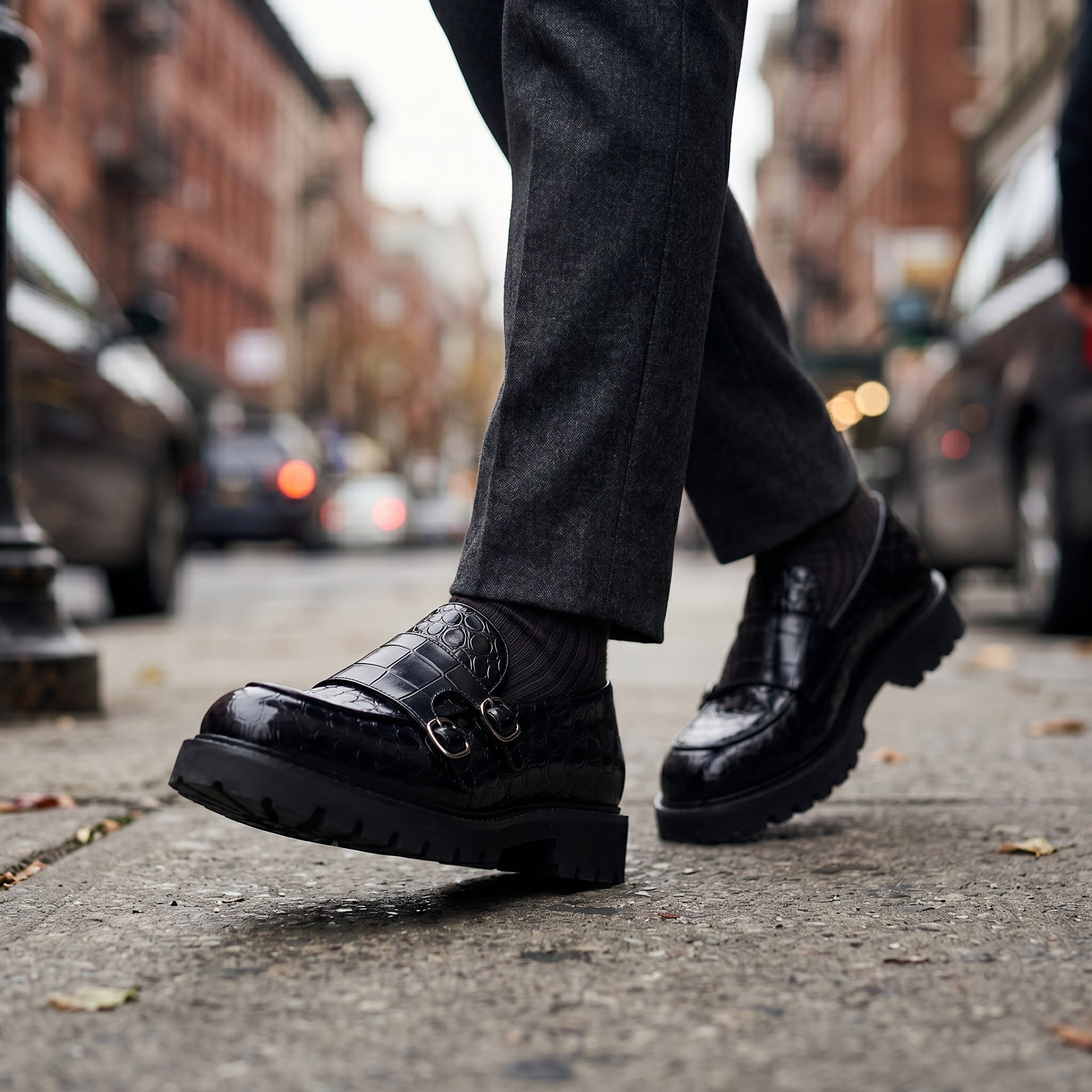 Fabio Leather Croc Loafers