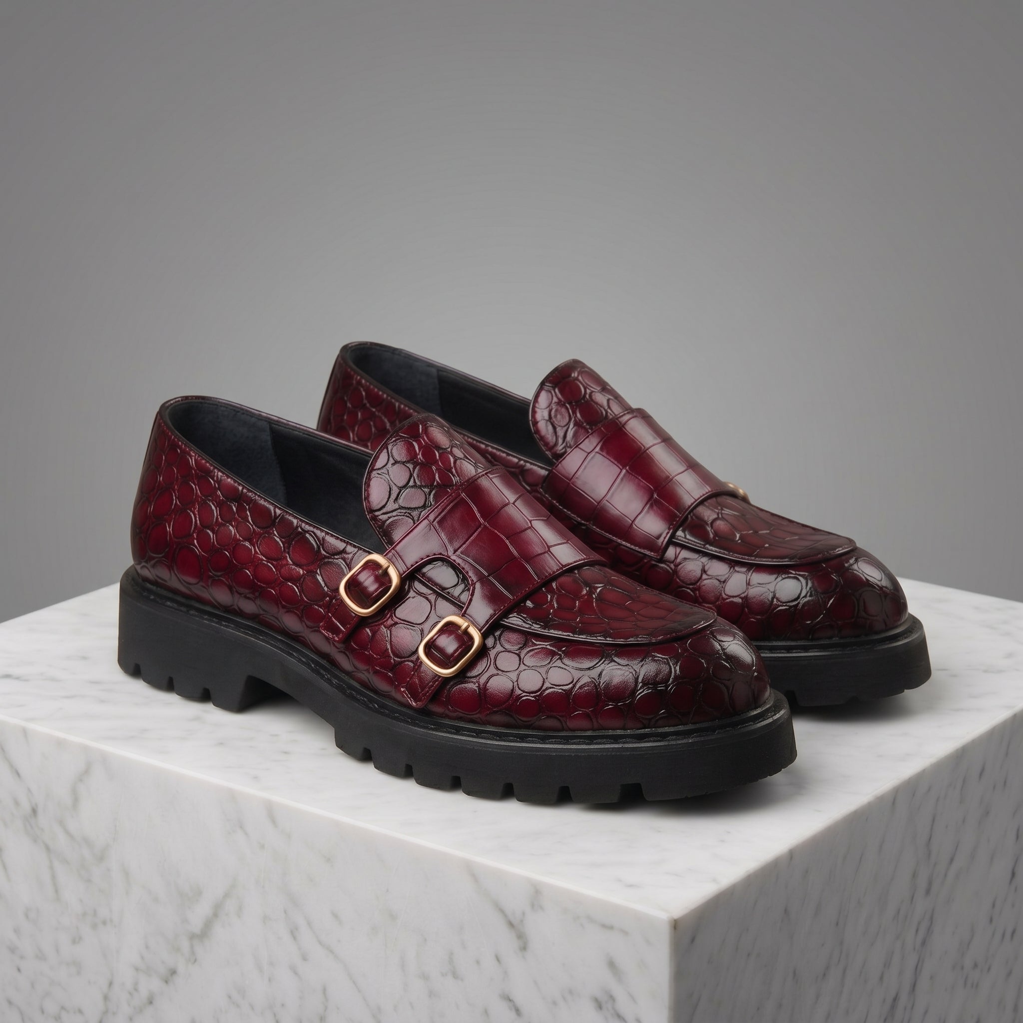 Fabio Leather Croc Loafers