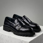 Fabio Leather Croc Loafers