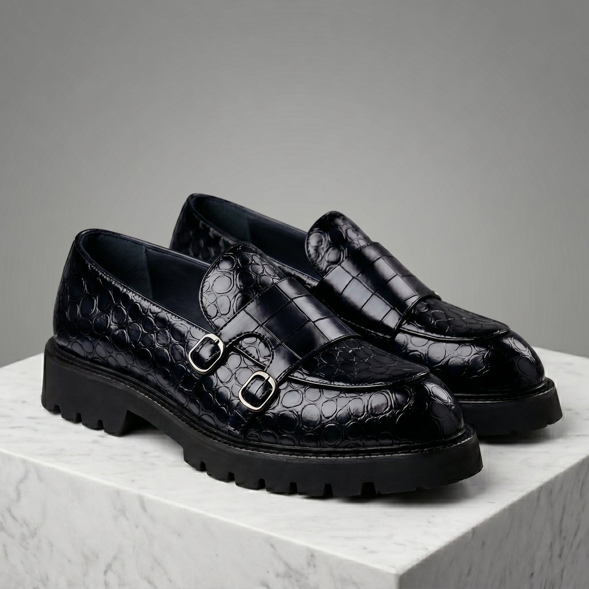 Fabio Leather Croc Loafers