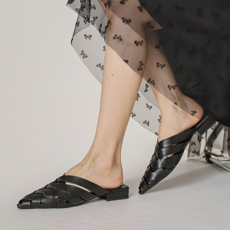 Sofia Woven Leather Mules