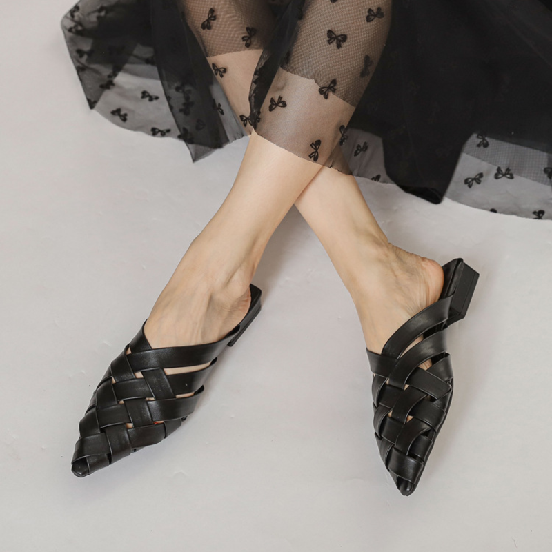 Sofia Woven Leather Mules