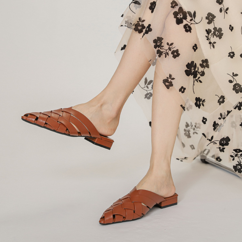 Sofia Woven Leather Mules