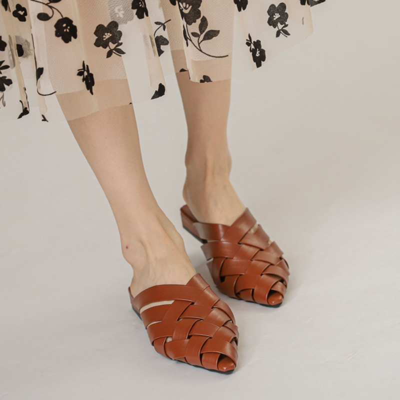 Sofia Woven Leather Mules