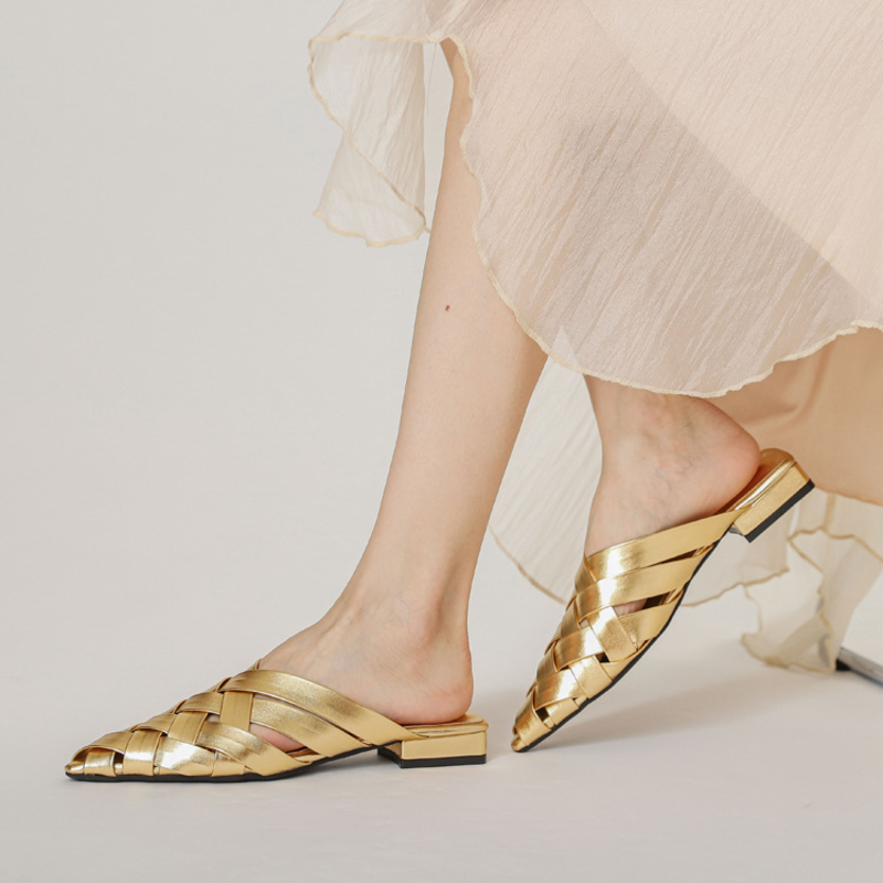Sofia Woven Leather Mules