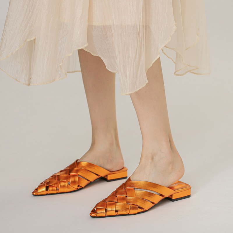 Sofia Woven Leather Mules