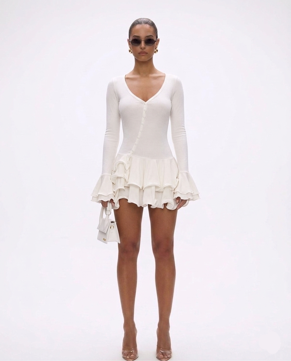 Brava Ruffled Skater Mini Dress - Image 1 of 4