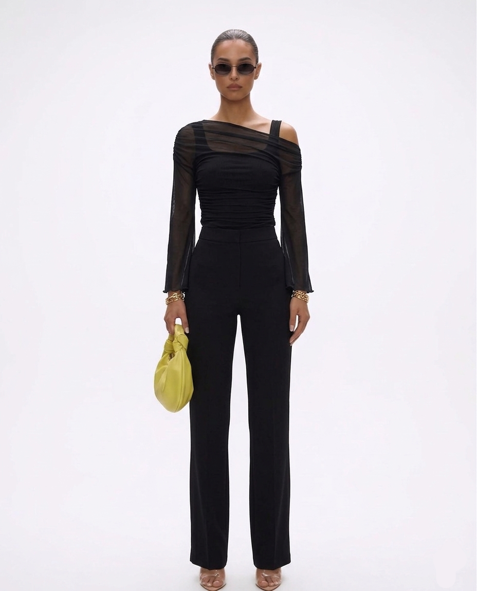 Jovana Sheer Bell Sleeve Top - Image 1 of 11