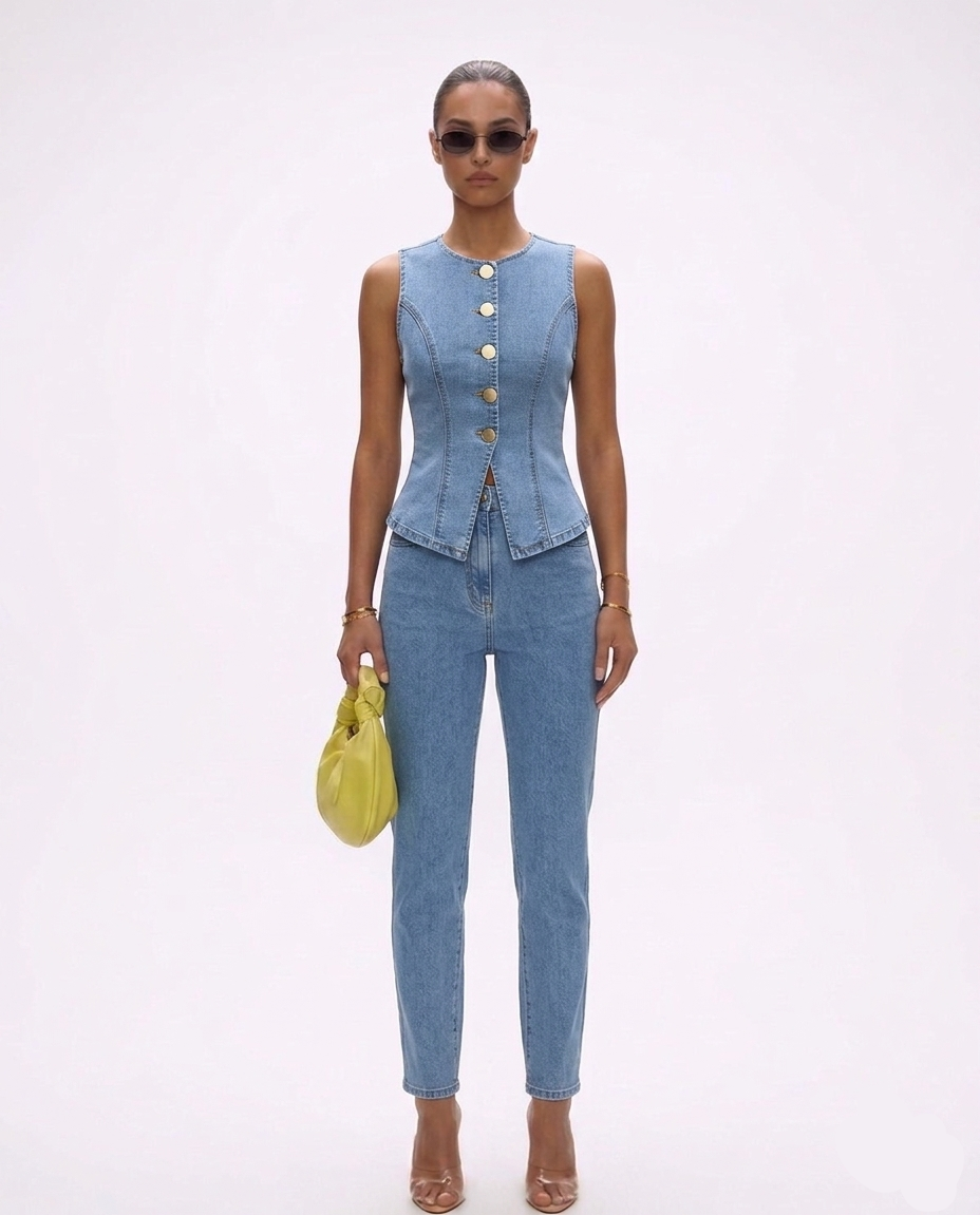 Quintessa Denim Corset Top - Image 1 of 5