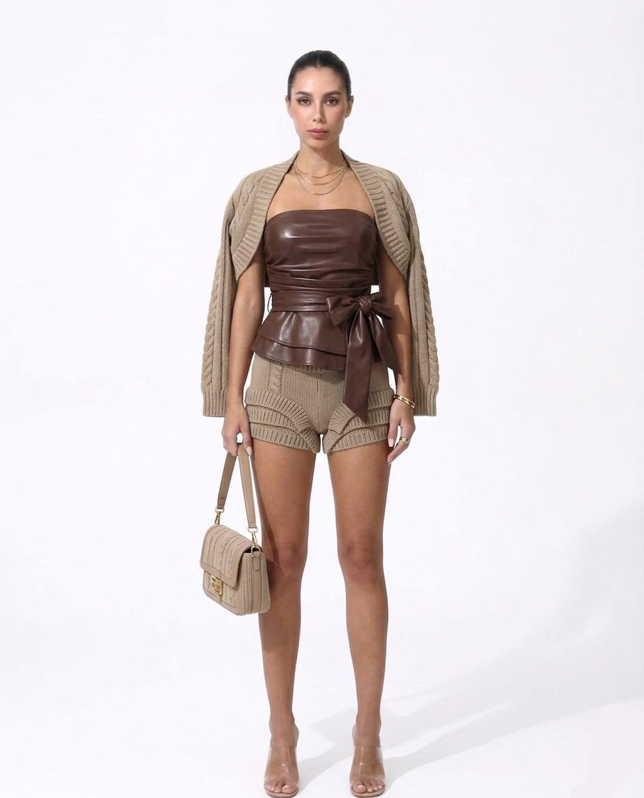 Nadia Cable Knit Shorts - Image 1 of 6