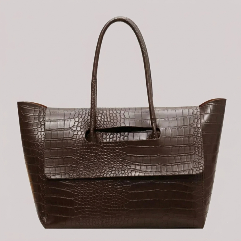 Elara Croc-Embossed Tote - Image 1 of 7