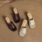 Lorena Genuine Leather Open-Toe Mules