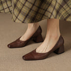 Leyla Genuine Leather Heels