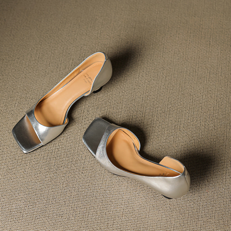 Delia Peep Toe Genuine Leather Heels