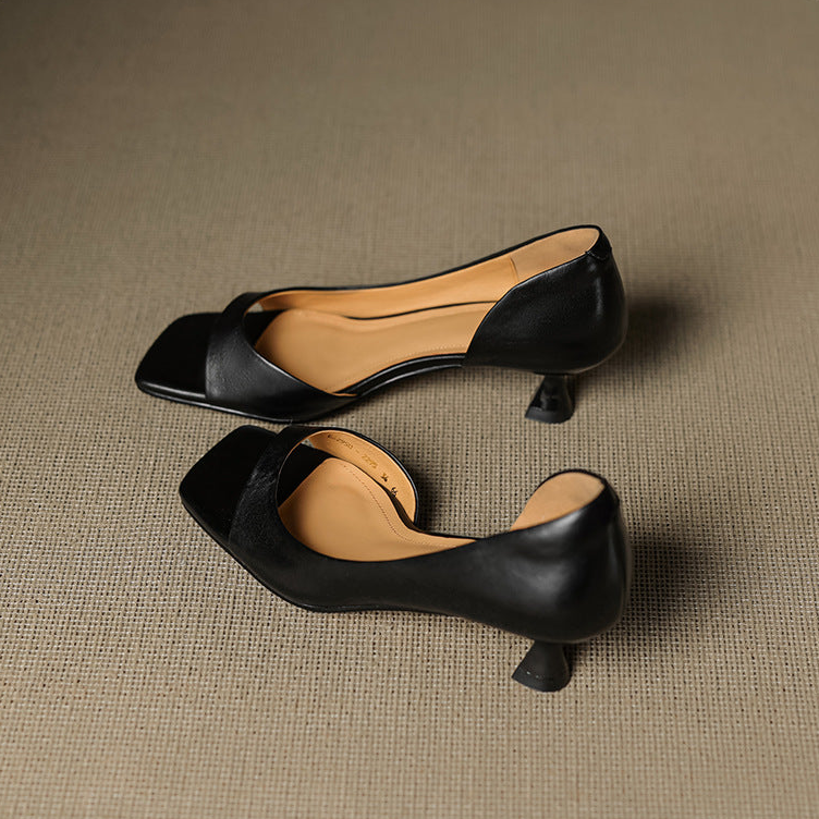 Delia Peep Toe Genuine Leather Heels