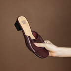 Lorena Genuine Leather Open-Toe Mules