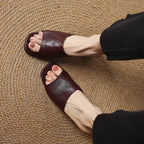 Lorena Genuine Leather Open-Toe Mules