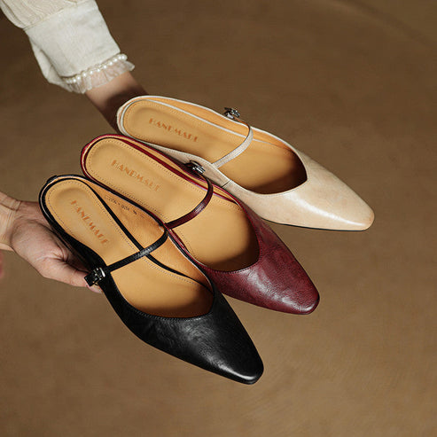 Beosha Genuine Leather Mules