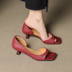 Delia Peep Toe Genuine Leather Heels
