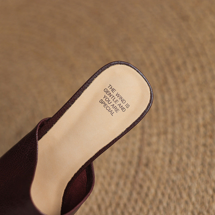 Lorena Genuine Leather Open-Toe Mules