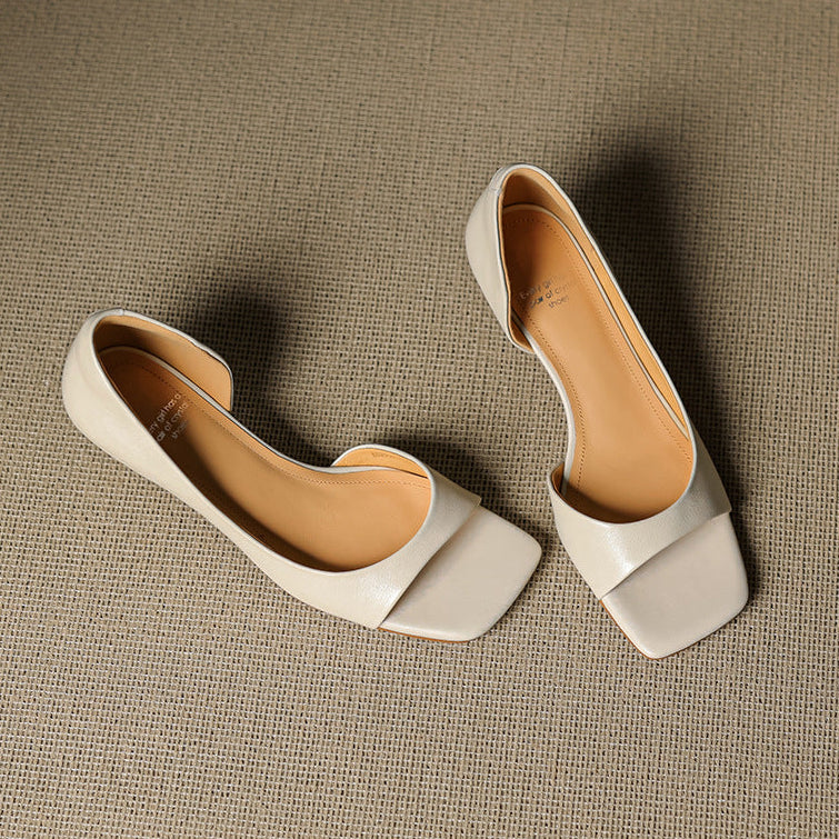 Delia Peep Toe Genuine Leather Heels