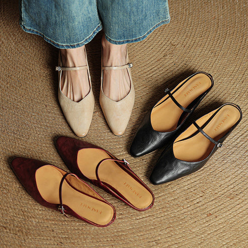 Beosha Genuine Leather Mules