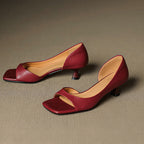 Delia Peep Toe Genuine Leather Heels
