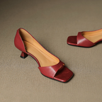 Delia Peep Toe Genuine Leather Heels