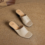 Lorena Genuine Leather Open-Toe Mules