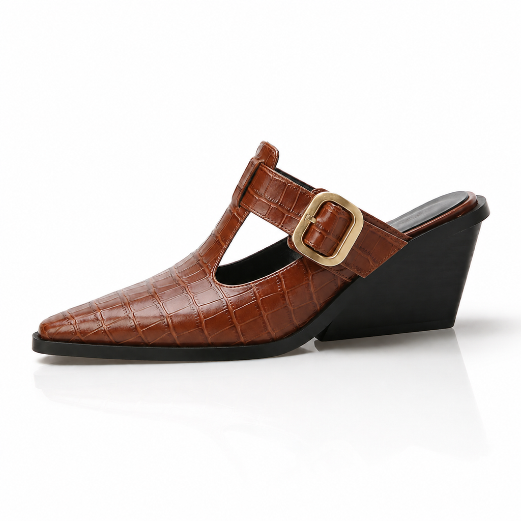 Renae Croc-Embossed Mules