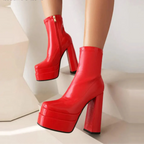 High Heeled Zipper Ankle Platform Boots