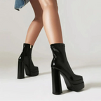 High Heeled Zipper Ankle Platform Boots