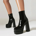 High Heeled Zipper Ankle Platform Boots
