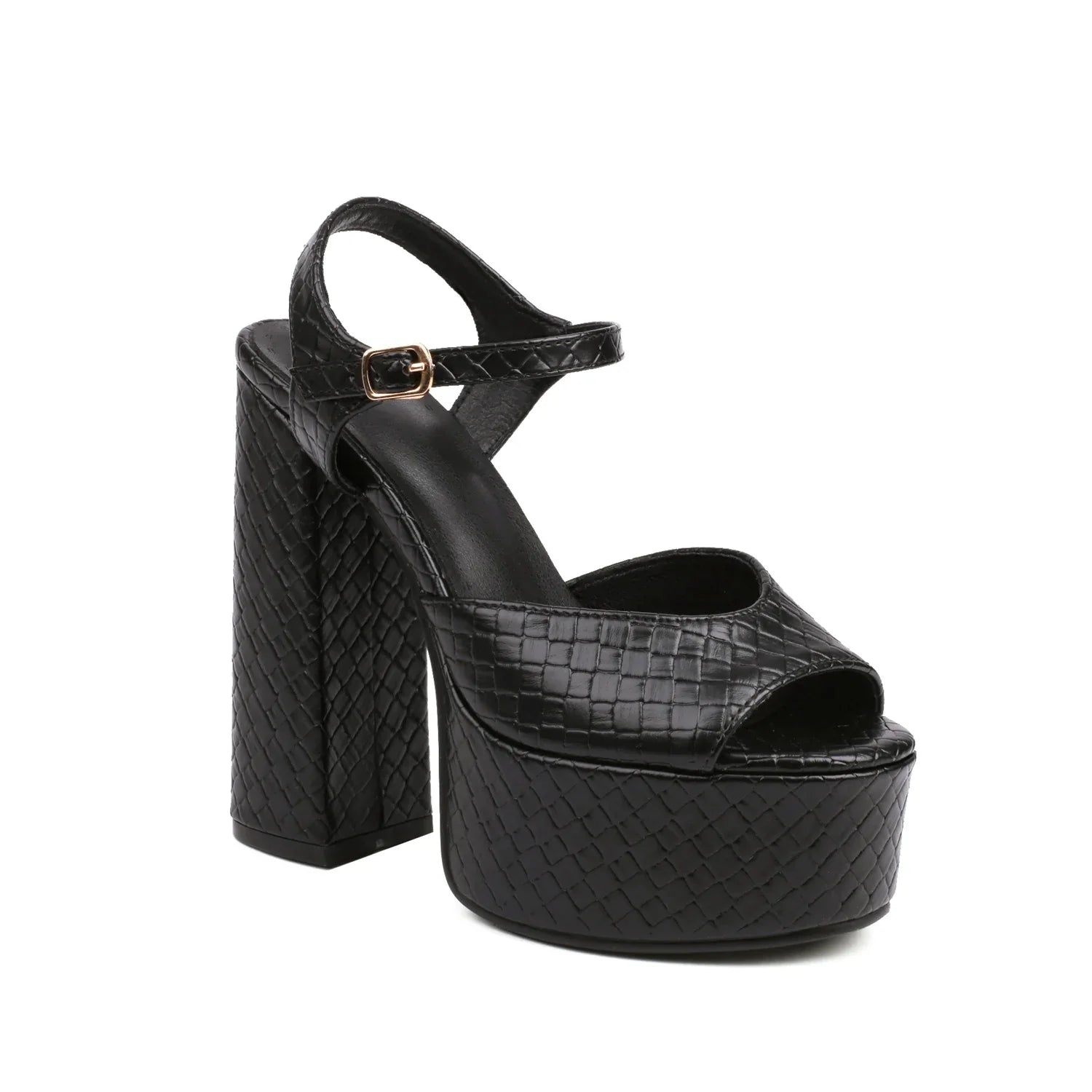 Aria Buckle Leather Heels