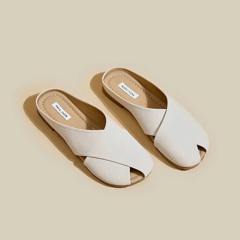 Elena Criss-Cross Leather Mules