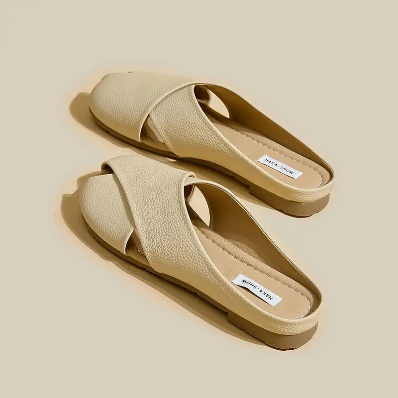 Elena Criss-Cross Leather Mules