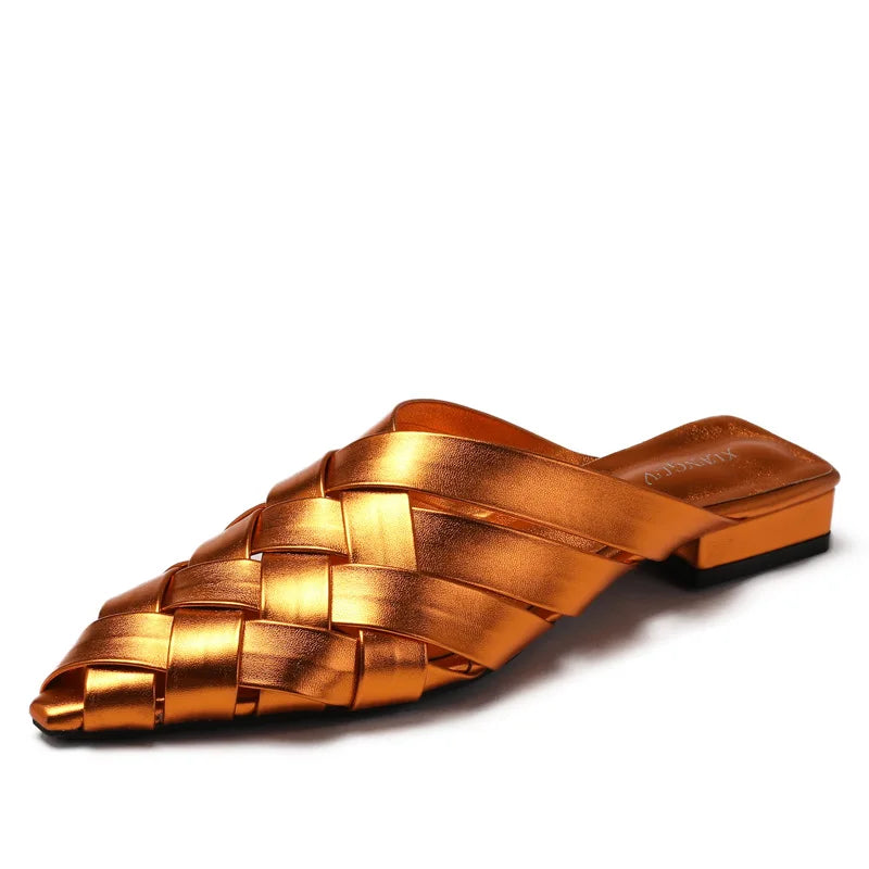 Sofia Woven Leather Mules