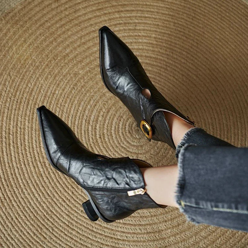 Aurora Leather Buckle Boots