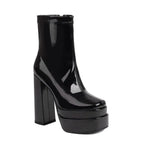 High Heeled Zipper Ankle Platform Boots