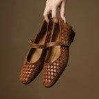 Elara Woven Leather Mary Janes