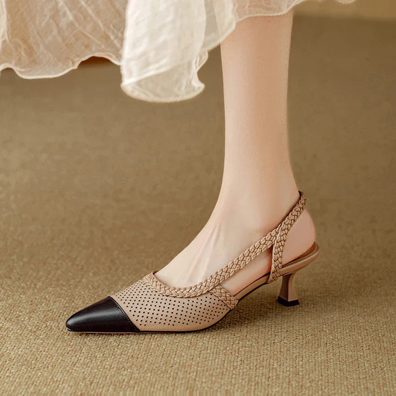 Genuine Leather Kitten Heels