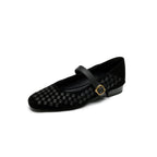 Elara Woven Leather Mary Janes
