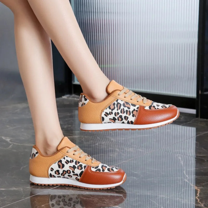 Leopard Print Leather Sneakers