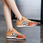 Leopard Print Leather Sneakers